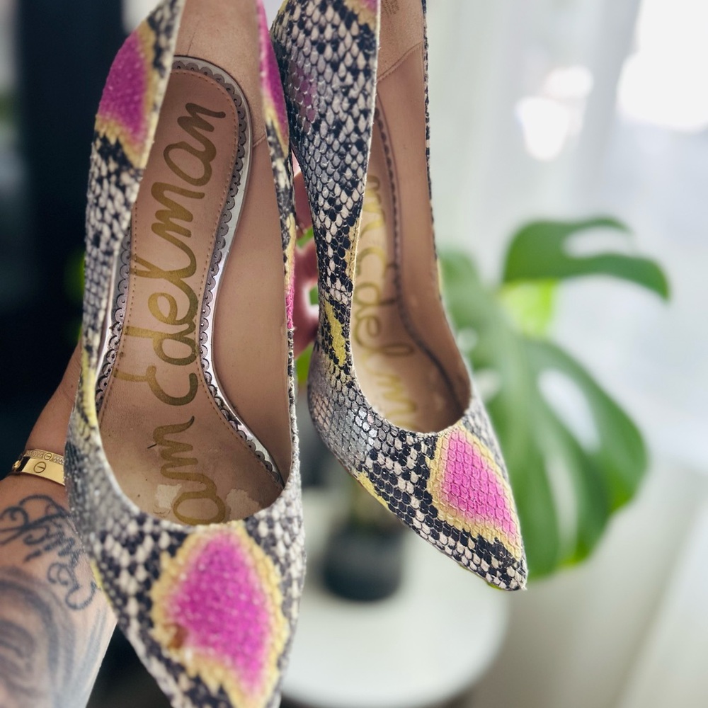 Sam Edelman Pink and Yellow Heeled Pumps